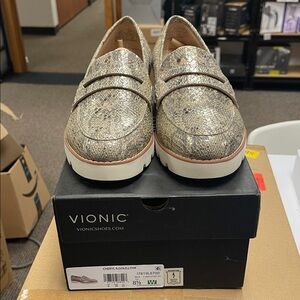 Vionic Metallic Snakeskin Loafers